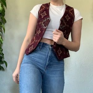 maroon wool Pendleton vest